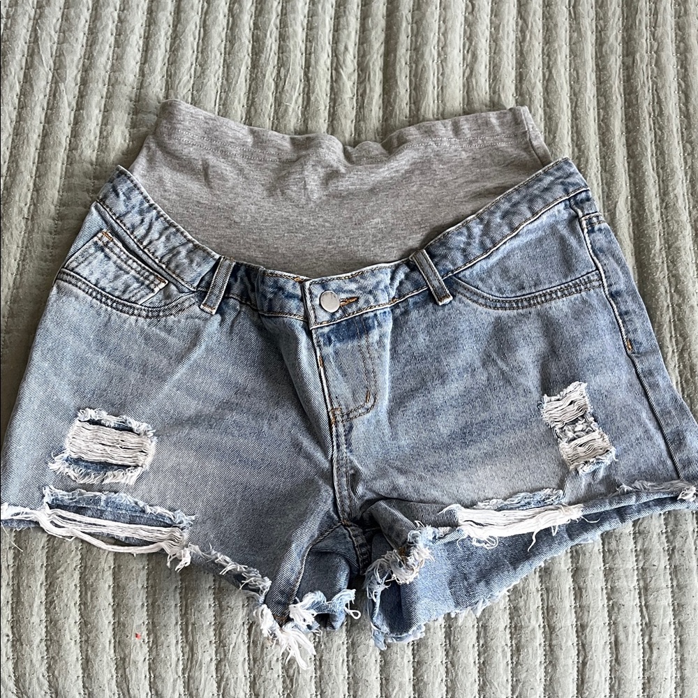 Women's Denim Stretchy Maternity Shorts
